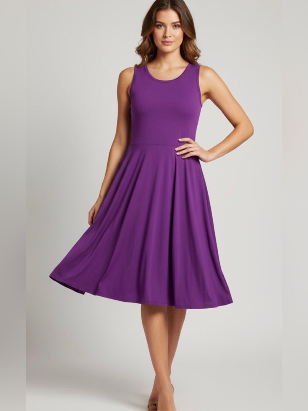 LuLaRoe Nicki Dress Size S Purple Sleeveless Swing Pocket Knit NWT Casual
